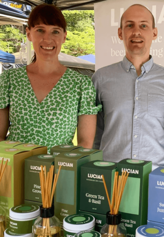 Rachel and Chris Tibballs from Lucian Candles